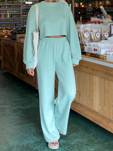 Load image into Gallery viewer, Waffle-Knit Round Neck Top and Pants Set
