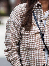 Load image into Gallery viewer, Houndstooth Button Up Dropped Shoulder Jacket
