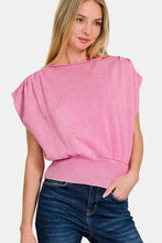 Load image into Gallery viewer, Zenana Washed Boat Neck Bottom Banded Dolman Sleeve Top
