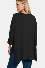 Load image into Gallery viewer, Zenana Full Size Waffle Knit V-Neck Long Sleeve Slit Top

