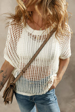 Load image into Gallery viewer, Openwork Round Neck Half Sleeve Knit Cover Up
