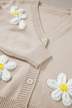 Load image into Gallery viewer, Flower Dropped Shoulder Long Sleeve Cardigan

