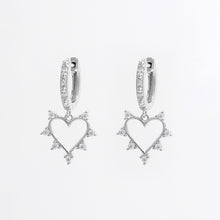 Load image into Gallery viewer, 925 Sterling Silver Inlaid Zircon Heart Dangle Earrings
