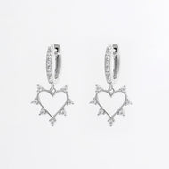 925 Sterling Silver Inlaid Zircon Heart Dangle Earrings