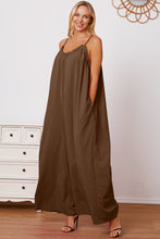 Load image into Gallery viewer, Double Take Full Size Ruffle Trim Tie Back Cami Jumpsuit with Pockets
