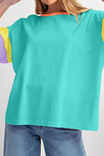 Load image into Gallery viewer, Color Block Round Neck Half Sleeve T-Shirt
