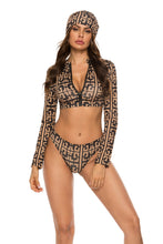 Load image into Gallery viewer, Printed Zip Up Three-Piece Swim Set
