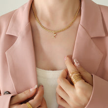 Load image into Gallery viewer, Brass Inlaid Zircon Letter Pendant Necklace
