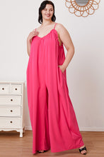 Load image into Gallery viewer, Double Take Full Size Ruffle Trim Tie Back Cami Jumpsuit with Pockets
