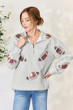 Load image into Gallery viewer, Full Size Sequin Football Half Zip Long Sleeve Sweatshirt
