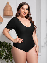 Load image into Gallery viewer, Plus Size Scoop Neck Short Sleeve One-Piece Swimsuit

