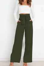 Load image into Gallery viewer, Tie Front Paperbag Wide Leg Pants
