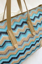 Load image into Gallery viewer, Chevron Straw Tote Bag
