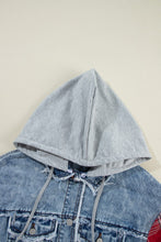 Load image into Gallery viewer, Raw Hem Drawstring Plaid Denim Jacket
