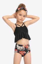 Load image into Gallery viewer, Botanical Print Crisscross Ruffled Two-Piece Swim Set
