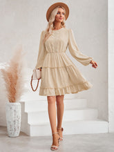 Load image into Gallery viewer, Swiss Dot Lace Trim Balloon Sleeve Dress
