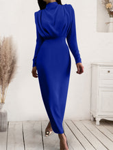 Load image into Gallery viewer, Ruched Turtleneck Long Sleeve Dress
