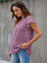 Load image into Gallery viewer, Swiss Dot Notched Cap Sleeve Blouse
