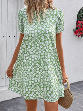 Load image into Gallery viewer, Floral Round Neck Petal Sleeve Mini Dress
