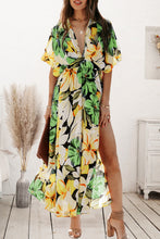Load image into Gallery viewer, Plunge Printed Split Midi Dress
