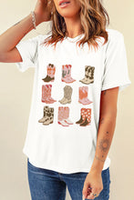 Load image into Gallery viewer, Boot Graphic Round Neck Short Sleeve T-Shirt
