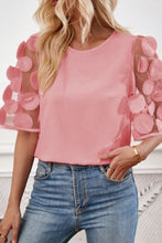 Load image into Gallery viewer, Applique Round Neck Half Sleeve Blouse

