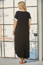Load image into Gallery viewer, Celeste Full Size Leopard Color Block Short Sleeve Slit Maxi Dress with Pockets
