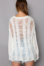 Load image into Gallery viewer, POL Distressed Round Neck Long Sleeve Knit Cover Up
