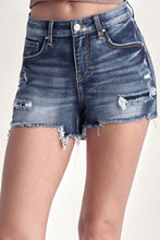 Load image into Gallery viewer, RISEN Mid Rise Raw Hem Denim Shorts
