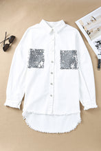 Load image into Gallery viewer, Sequin Raw Hem Dropped Shoulder Shirt
