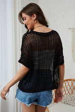 Load image into Gallery viewer, Openwork Round Neck Half Sleeve Knit Cover Up
