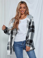 Load image into Gallery viewer, Plaid Hooded Jacket with Pockets
