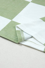 Load image into Gallery viewer, Checkered Round Neck Lantern Sleeve Top
