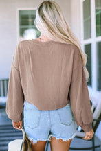 Load image into Gallery viewer, Round Neck Drop Shoulder Long Sleeve Top
