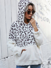 Load image into Gallery viewer, Leopard Half-Zip Dropped Shoulder Hoodie
