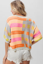 Load image into Gallery viewer, BiBi Multi Color Striped Round Neck Knit Top
