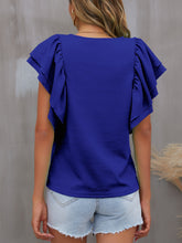 Load image into Gallery viewer, Round Neck Flounce Sleeve Blouse
