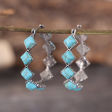 Load image into Gallery viewer, Turquoise Hoop Earrings
