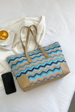 Load image into Gallery viewer, Chevron Straw Tote Bag
