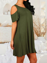 Load image into Gallery viewer, Round Neck Cold Shoulder Short Sleeve Dress
