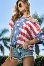 Load image into Gallery viewer, BiBi American Flag Theme Short Sleeve T-Shirt
