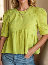 Load image into Gallery viewer, Peplum Round Neck Half Sleeve Blouse
