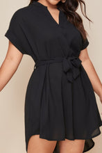 Load image into Gallery viewer, Plus Size Notched Tie Waist Mini Dress
