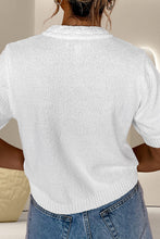 Load image into Gallery viewer, Button Up Round Neck Short Sleeve Knit Top
