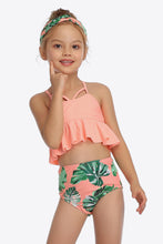 Load image into Gallery viewer, Botanical Print Crisscross Ruffled Two-Piece Swim Set
