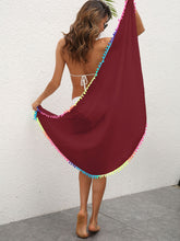 Load image into Gallery viewer, Rainbow Pompom Trim Swim Skirt
