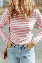 Load image into Gallery viewer, Double Take Striped Mock Neck Long Sleeve Top
