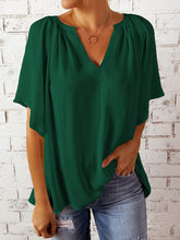Load image into Gallery viewer, Ruched Notched Half Sleeve Blouse
