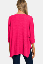 Load image into Gallery viewer, Zenana V-Neck High-Low Jacquard Knit Top

