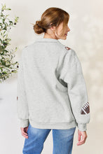 Load image into Gallery viewer, Full Size Sequin Football Half Zip Long Sleeve Sweatshirt
